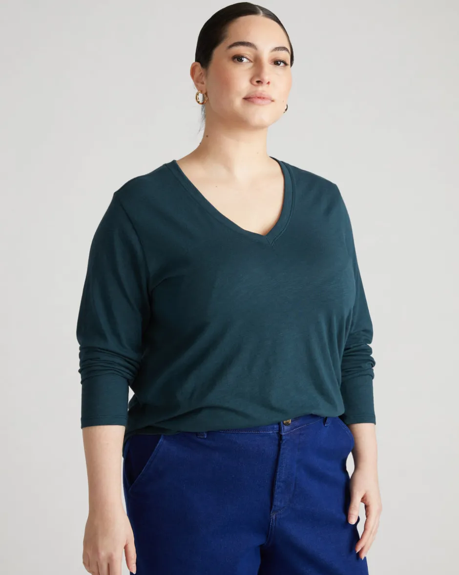 Universal Standard Light-As-Air Long Sleeve V Neck Tee