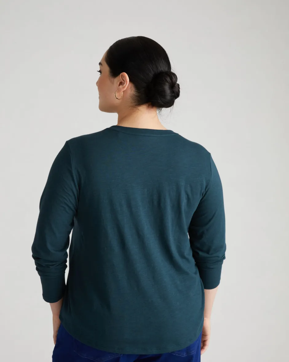 Universal Standard Light-As-Air Long Sleeve V Neck Tee