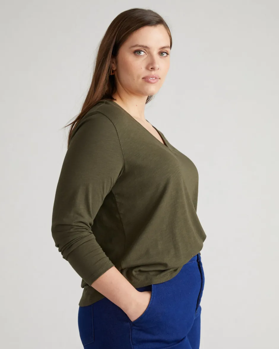 Universal Standard Light-As-Air Long Sleeve V Neck Tee