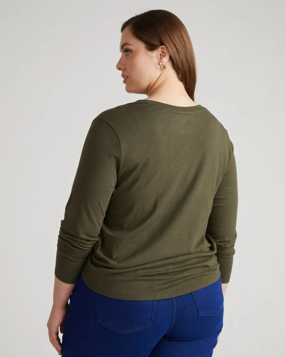 Universal Standard Light-As-Air Long Sleeve V Neck Tee