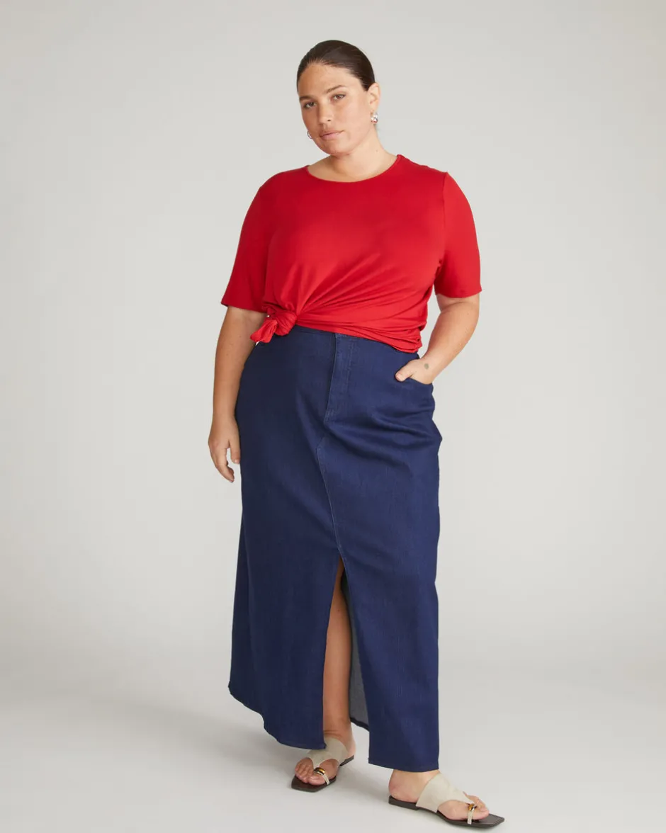 Universal Standard Lily Liquid Jersey Crew Neck Stovepipe Tee