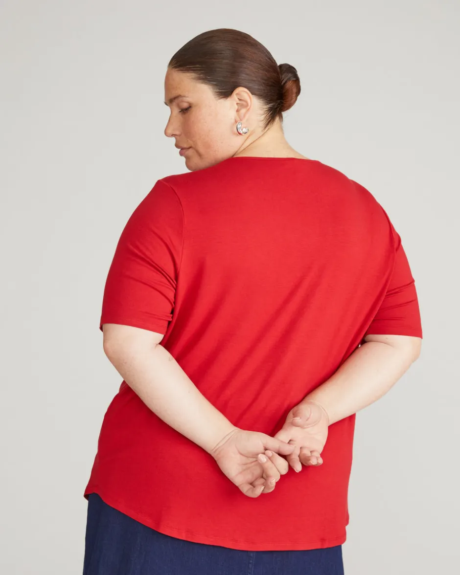 Universal Standard Lily Liquid Jersey Crew Neck Stovepipe Tee