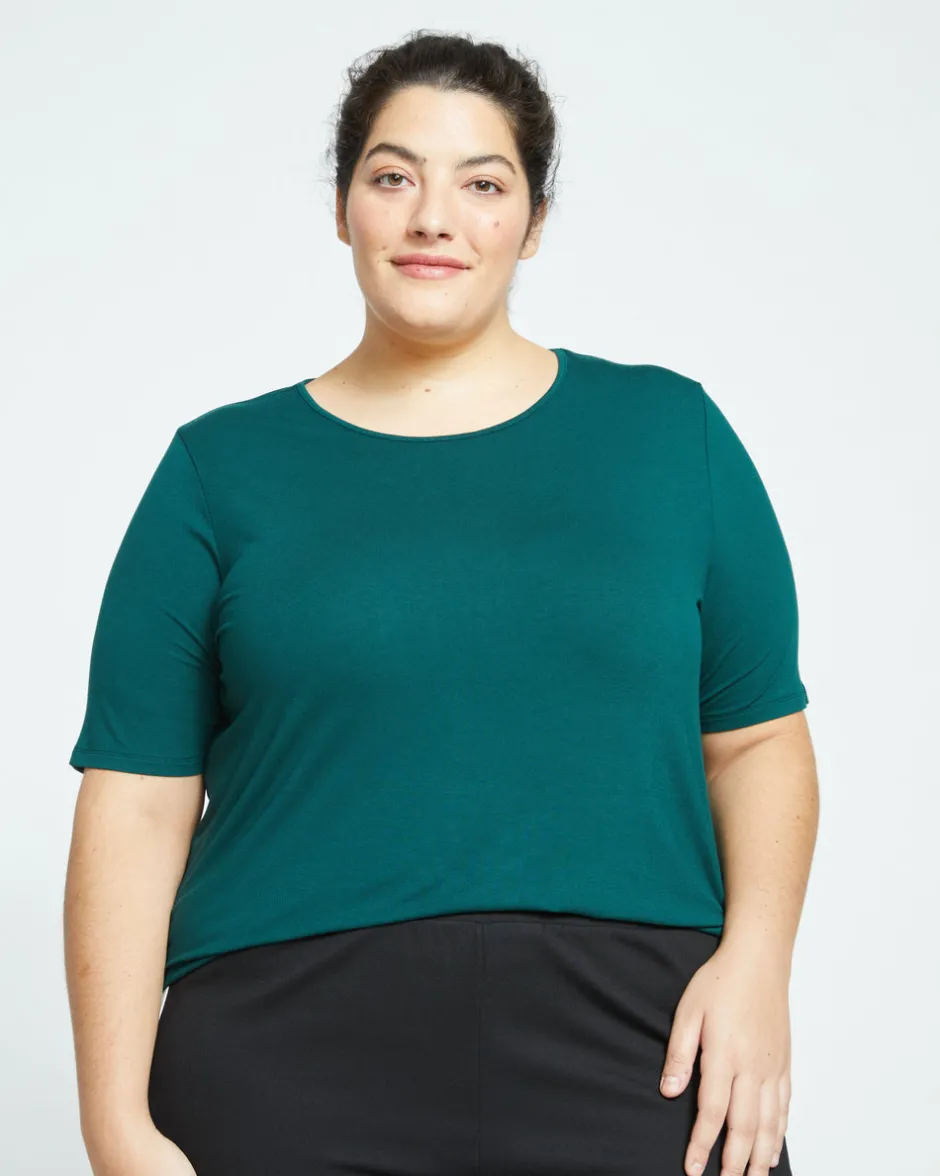 Universal Standard Lily Liquid Jersey Crew Neck Stovepipe Tee