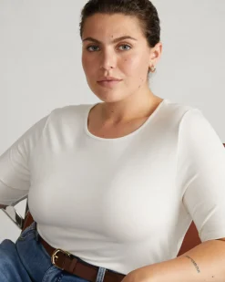 Universal Standard Lily Liquid Jersey Crew Neck Stovepipe Tee