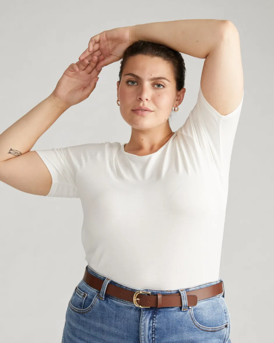 Universal Standard Lily Liquid Jersey Crew Neck Stovepipe Tee