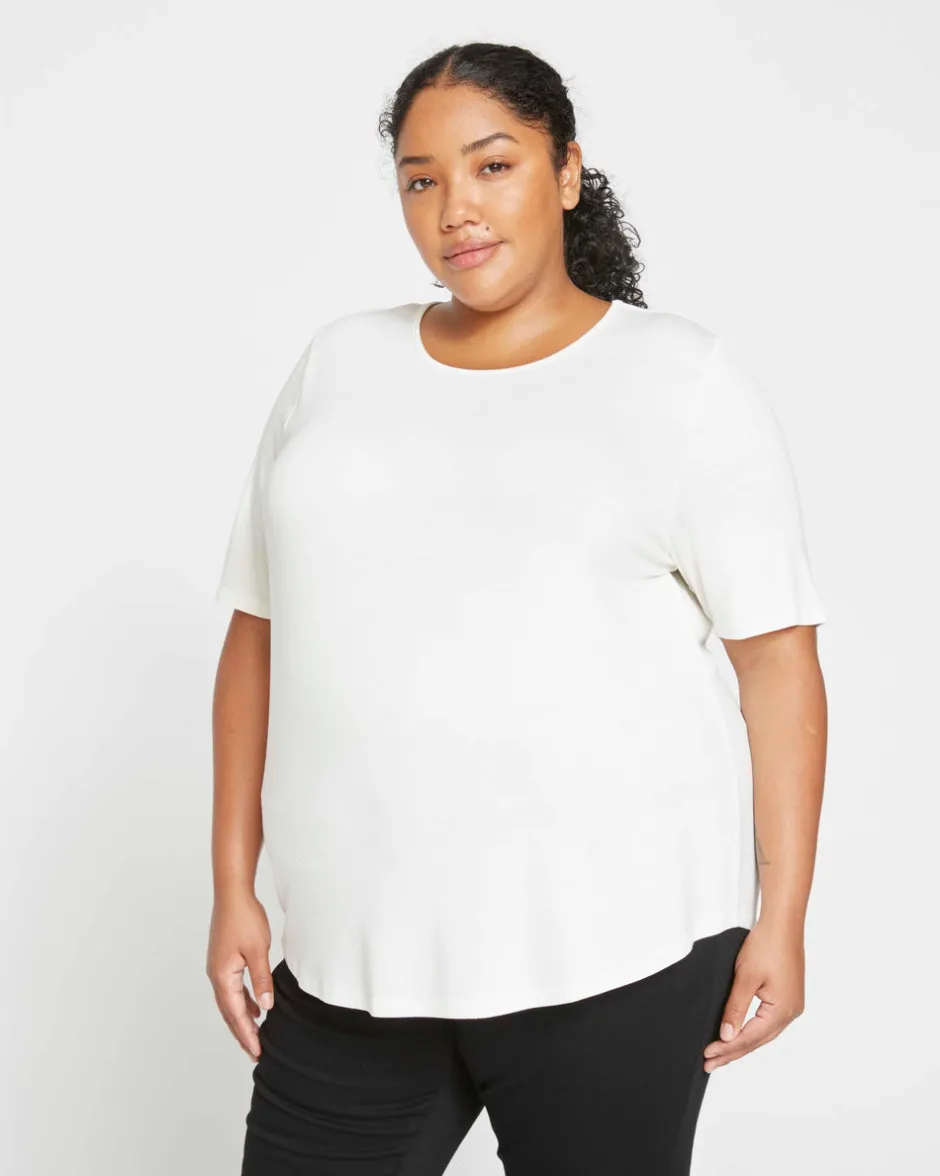 Universal Standard Lily Liquid Jersey Crew Neck Stovepipe Tee