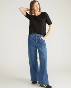 Universal Standard Lily Liquid Jersey Crew Neck Stovepipe Tee