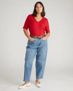 Universal Standard Lily Liquid Jersey V-Neck Stovepipe Tee