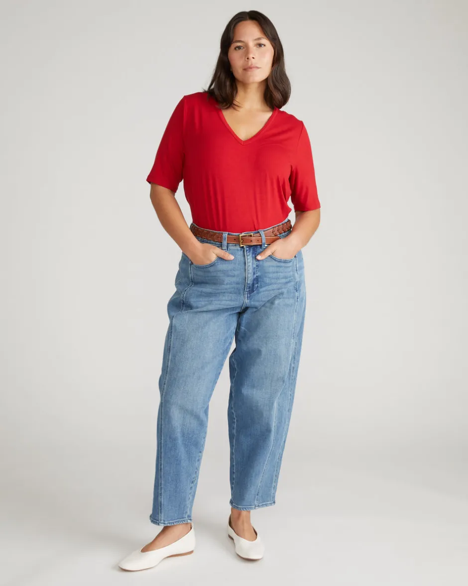 Universal Standard Lily Liquid Jersey V-Neck Stovepipe Tee