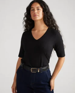 Universal Standard Lily Liquid Jersey V-Neck Stovepipe Tee