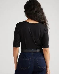 Universal Standard Lily Liquid Jersey V-Neck Stovepipe Tee
