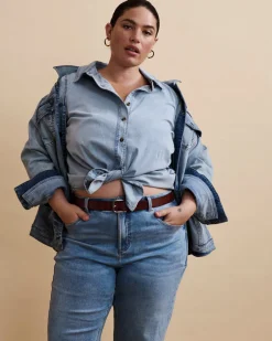 Universal Standard Minimalist Stretch Cotton Chambray Shirt