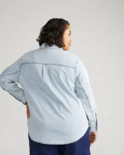 Universal Standard Minimalist Stretch Cotton Chambray Shirt