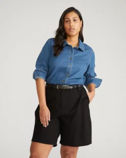 Universal Standard Minimalist Stretch Cotton Chambray Shirt