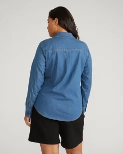 Universal Standard Minimalist Stretch Cotton Chambray Shirt