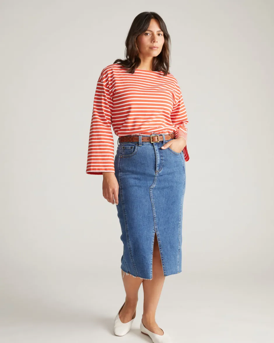 Universal Standard Montauk Breton Stripe Bell Sleeve Top