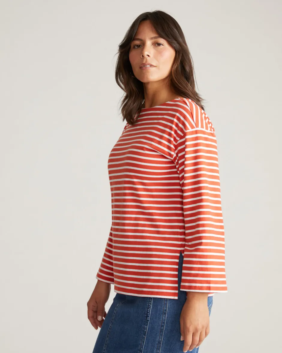 Universal Standard Montauk Breton Stripe Bell Sleeve Top