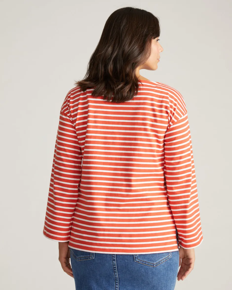 Universal Standard Montauk Breton Stripe Bell Sleeve Top