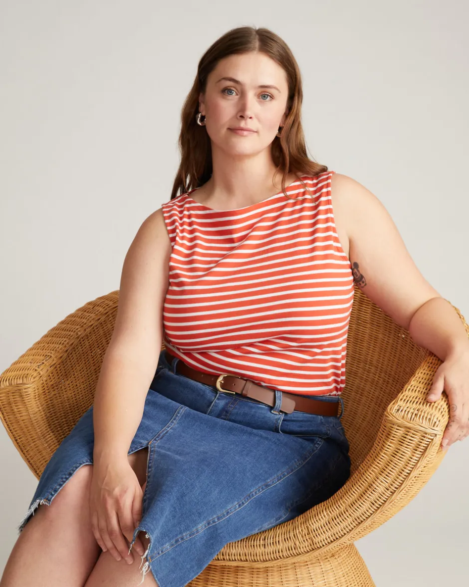 Universal Standard Noyack Breton Stripe Boatneck Tank
