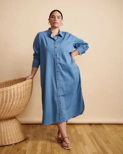 Universal Standard Odeon Stretch Cotton Chambray Shirtdress