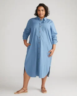 Universal Standard Odeon Stretch Cotton Chambray Shirtdress