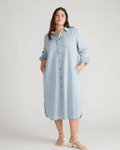 Universal Standard Odeon Stretch Cotton Chambray Shirtdress