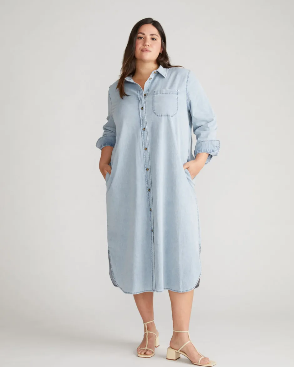 Universal Standard Odeon Stretch Cotton Chambray Shirtdress