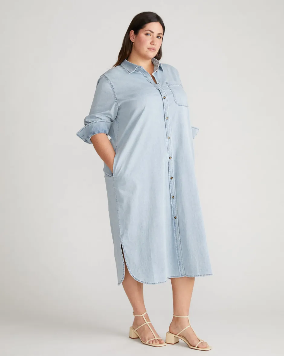 Universal Standard Odeon Stretch Cotton Chambray Shirtdress
