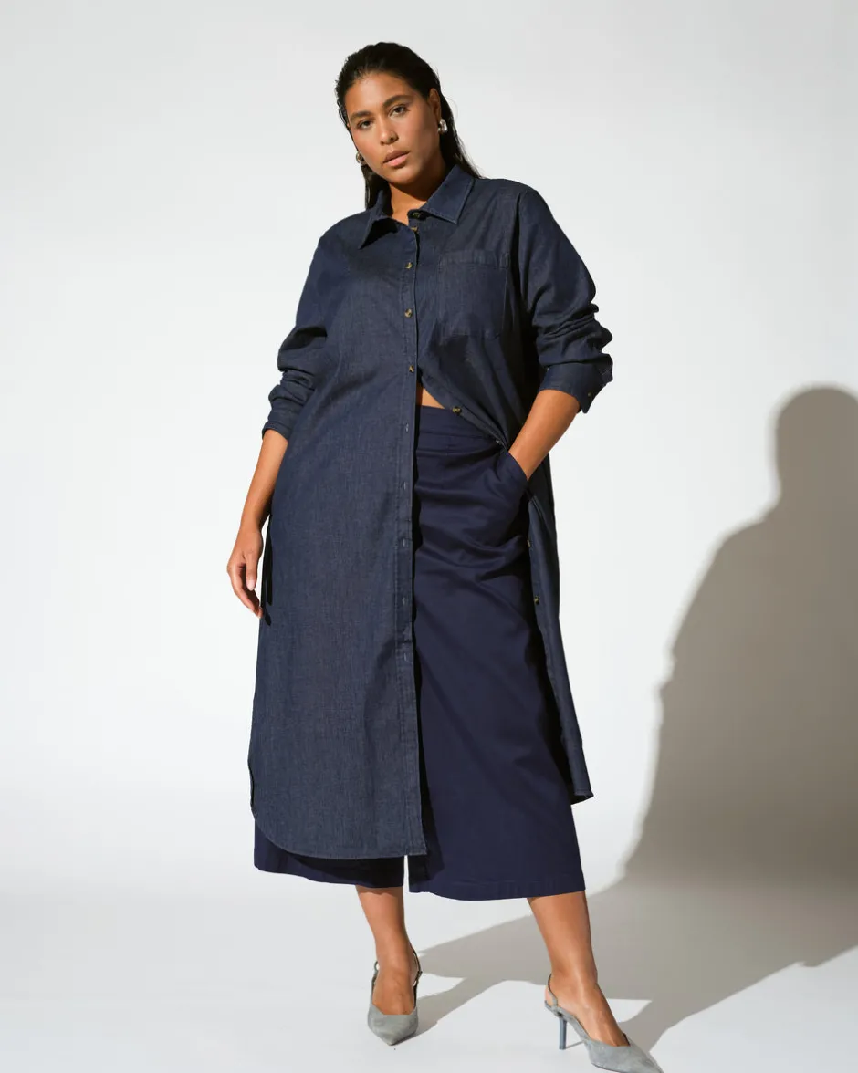 Universal Standard Odeon Stretch Cotton Chambray Shirtdress