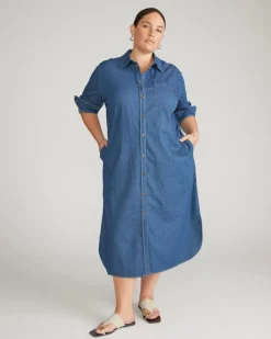 Universal Standard Odeon Stretch Cotton Chambray Shirtdress
