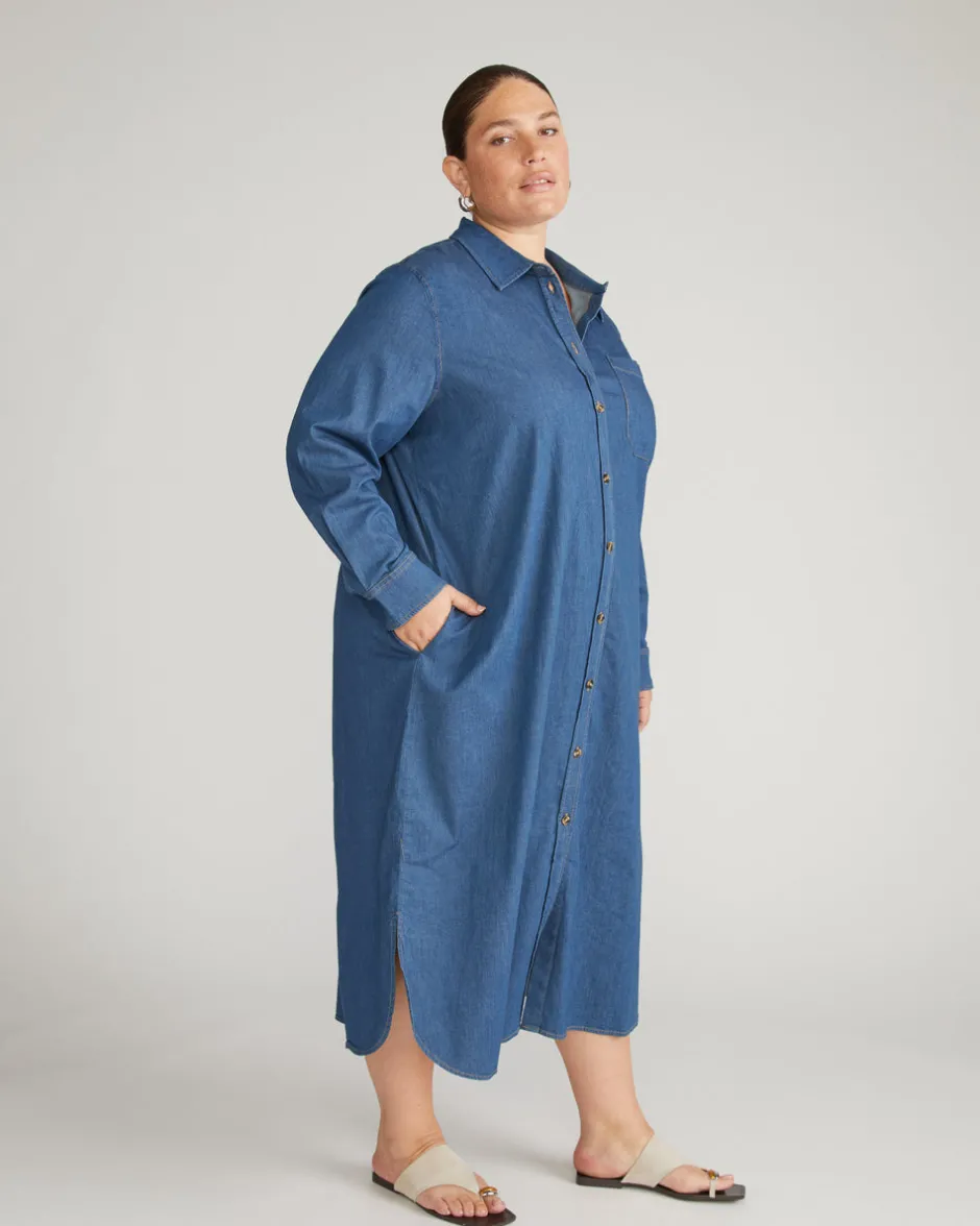 Universal Standard Odeon Stretch Cotton Chambray Shirtdress
