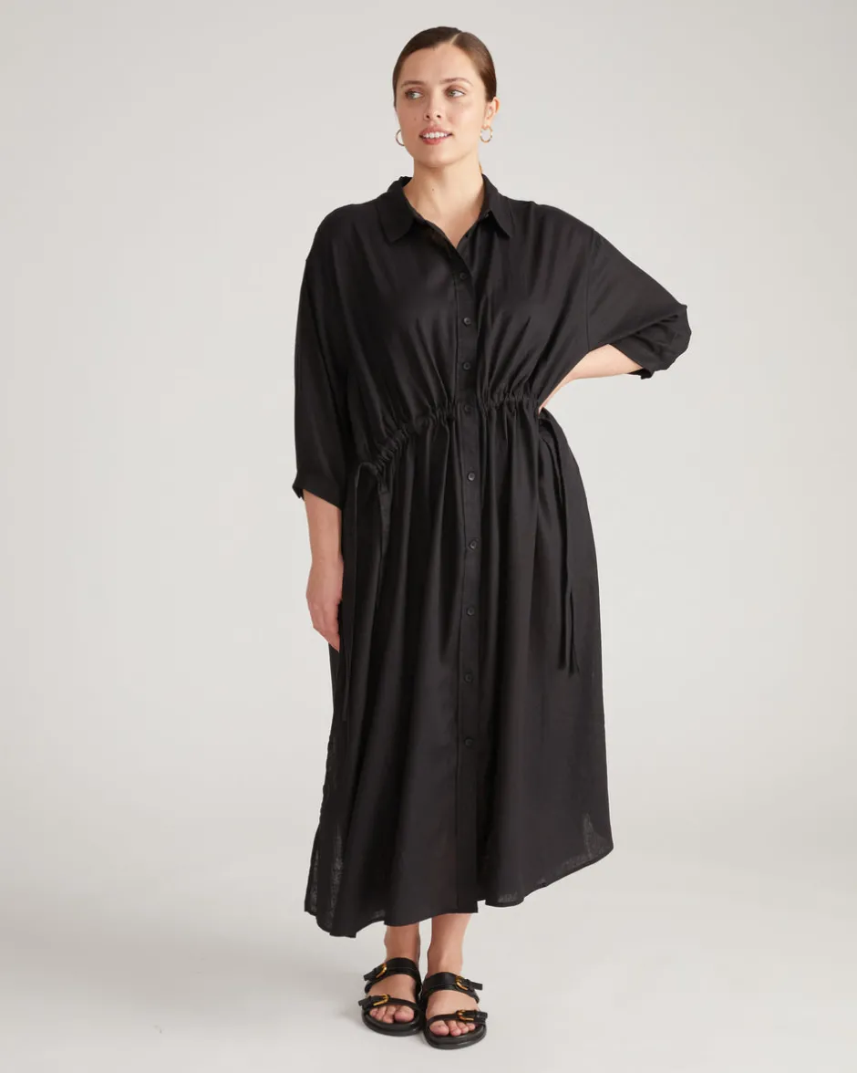 Universal Standard Paros Drawstring Linen Shirtdress