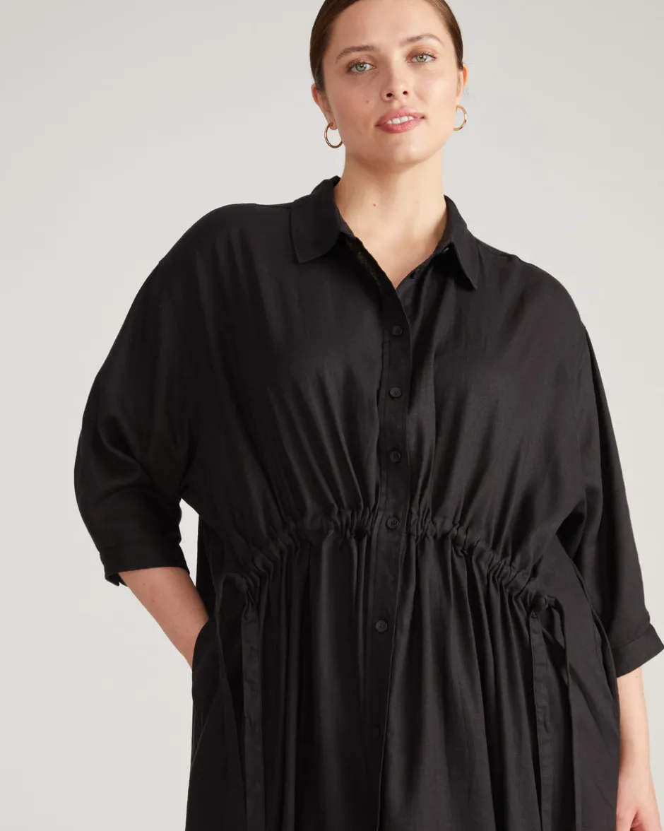 Universal Standard Paros Drawstring Linen Shirtdress