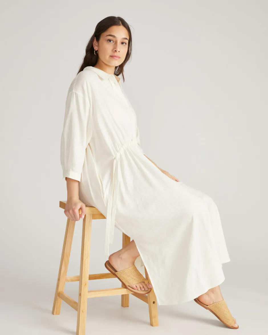Universal Standard Paros Drawstring Linen Shirtdress