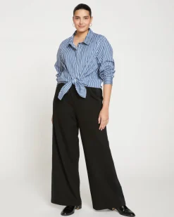 Universal Standard Stephanie Wide Leg Stripe Ponte Pants 33 Inch