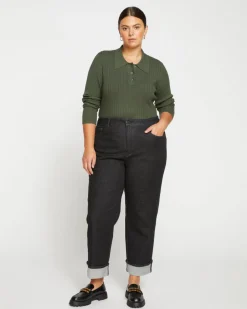 Universal Standard Stevie High Rise Cuffed Straight Leg Jeans