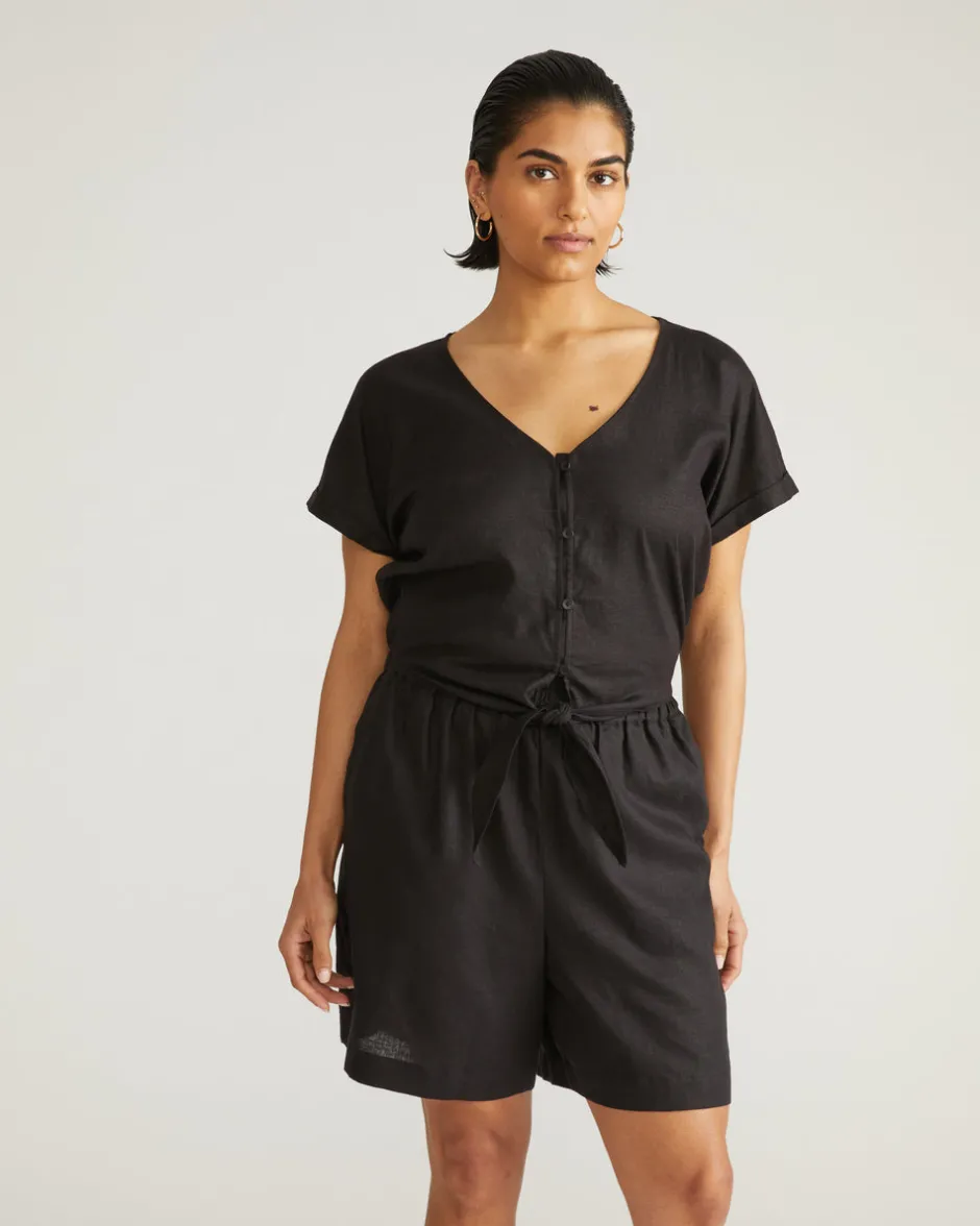 Universal Standard Tropez Tied Linen Crop Top
