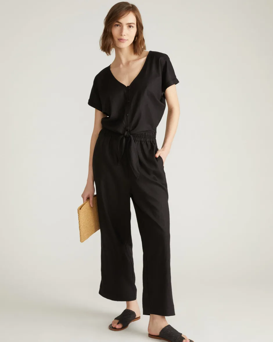 Universal Standard Tropez Tied Linen Crop Top