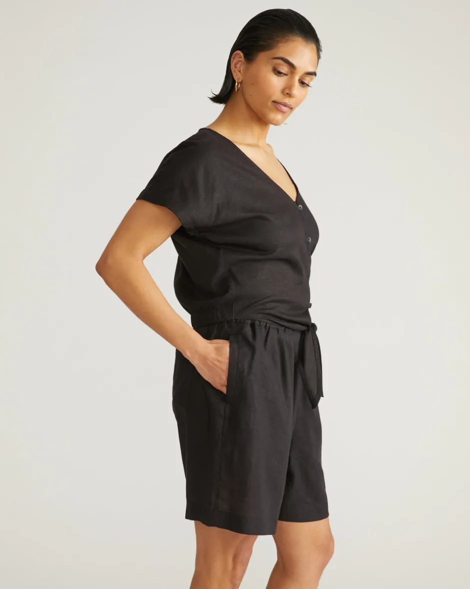 Universal Standard Tropez Tied Linen Crop Top