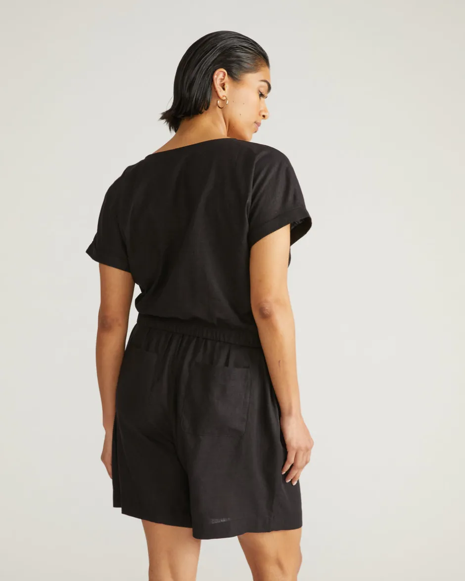 Universal Standard Tropez Tied Linen Crop Top
