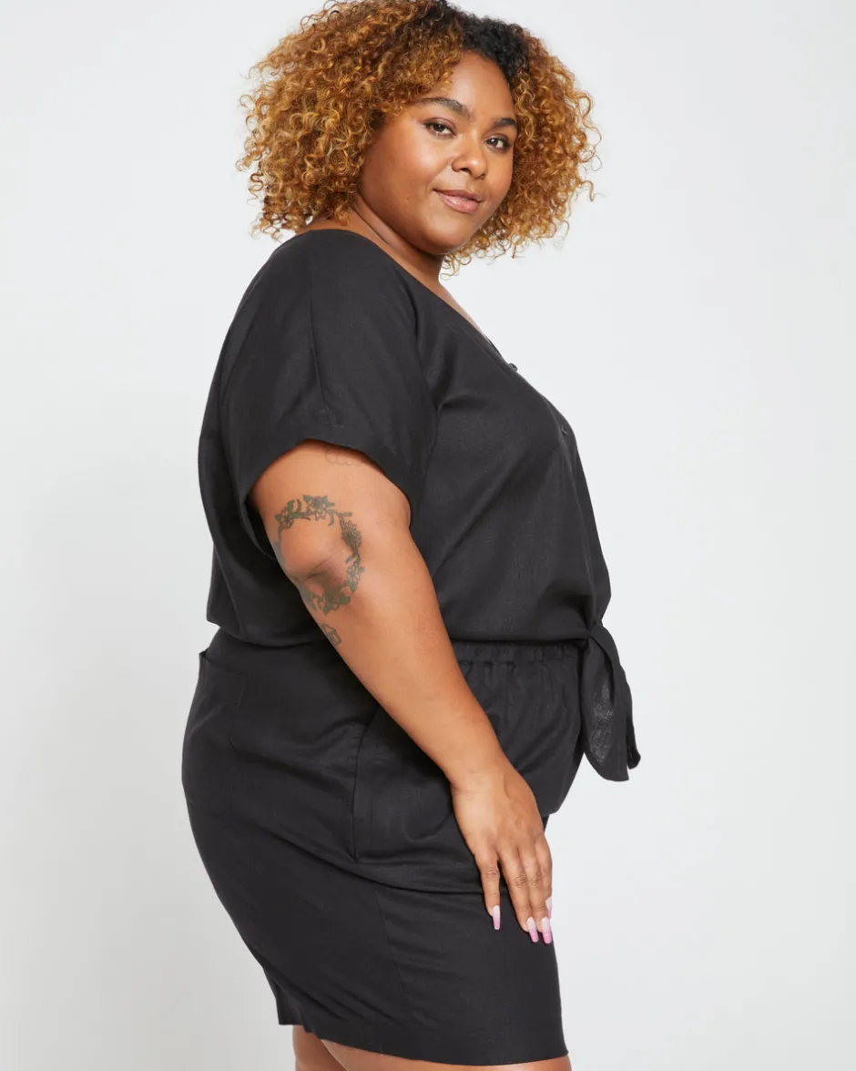 Universal Standard Tropez Tied Linen Crop Top
