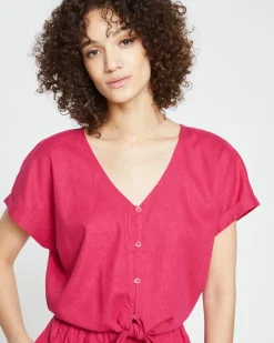 Universal Standard Tropez Tied Linen Crop Top